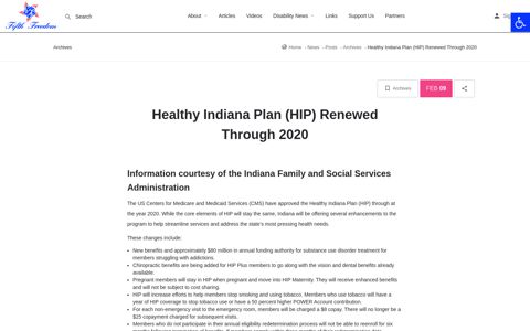 Healthy Indiana Plan (HIP) Renewed Through 2020 – Fifth ...