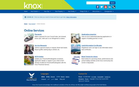 Online Services - Knox City Council