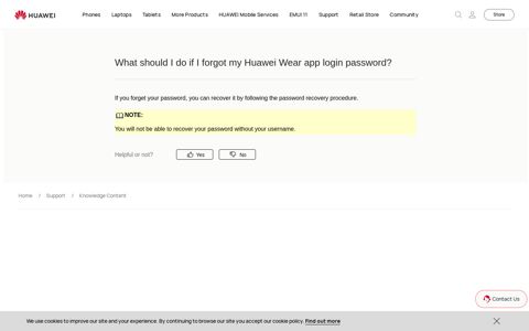What should I do if I forgot my Huawei Wear app login ...