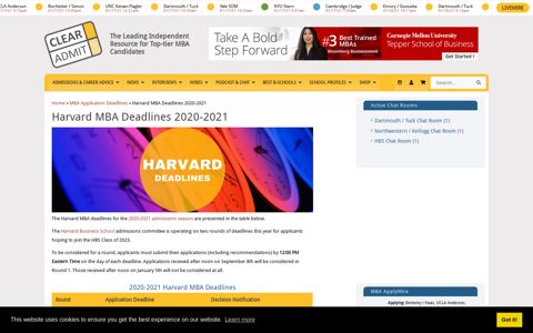 Harvard MBA Deadlines 2020-2021 – Full Time MBA Program