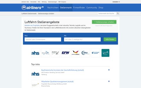 Luftfahrt-Stellenmarkt - airliners.de