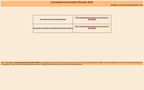 Karnataka Examination Results 2020