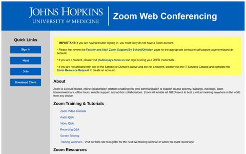 Johns Hopkins Enterprise Zoom