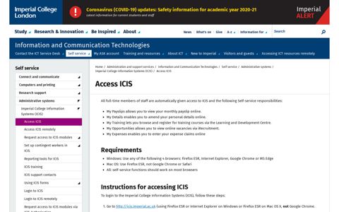 Access ICIS | Administration and support services | Imperial ...