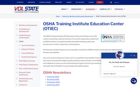 OSHA Training Institute Education Center (OTIEC) | Volunteer ...