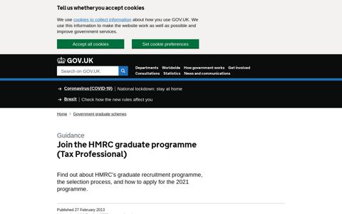 Join the HMRC graduate programme (Tax Professional ...