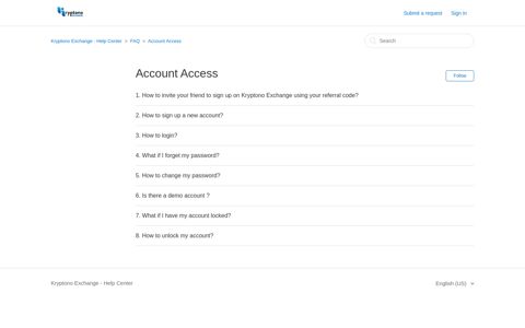 Account Access – Kryptono Exchange - Help Center