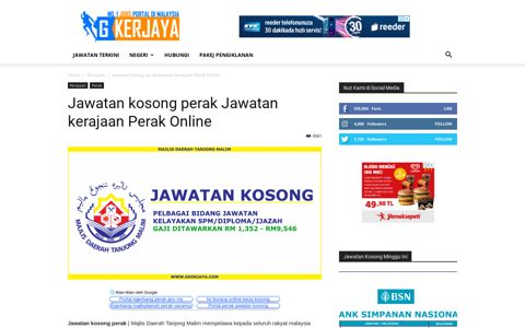 Jawatan kosong perak Jawatan kerajaan Perak Online