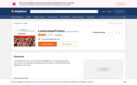 LiveFootballTickets Reviews - 13 Reviews of ... - Sitejabber