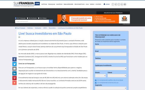 Live! busca investidores em São Paulo - Portal Sua Franquia ...