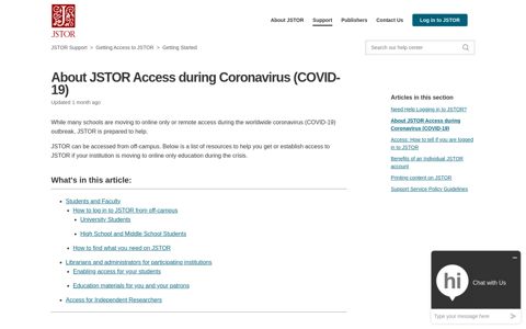 About JSTOR Access during Coronavirus (COVID-19 ...