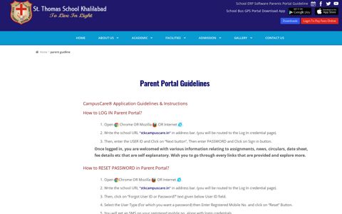 Parent Portal Guidelines - St Thomas School