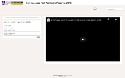 How to access Past Year Exam Paper via EQPS - UiTM