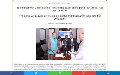 To connect with Direct Benefit Transfer (DBT), an online ... - Pib