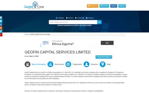GEOFIN CAPITAL SERVICES LIMITED - Company, directors ...