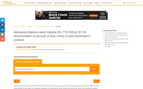Minnesota Statutes Labor, Industry (Ch. 175-189) § 181.59 ...