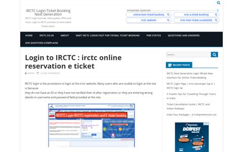 Login to IRCTC : irctc online reservation e ticket - IRCTC Login ...