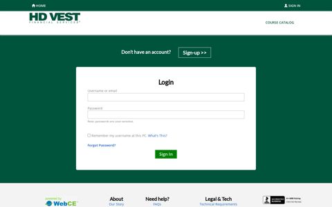 Sign In | HD Vest Financial Services - WebCE