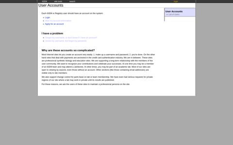 User Accounts - igem.org