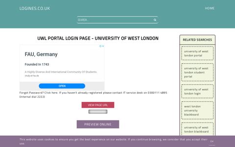UWL Portal login page - University of West London - General ...