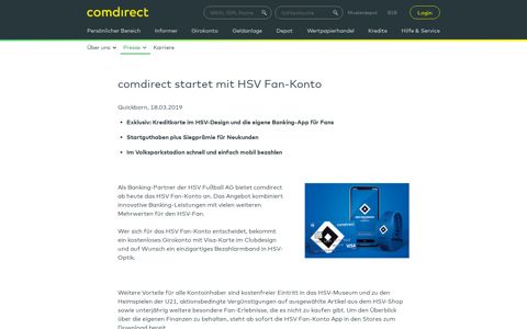 comdirect startet mit HSV Fan-Konto | comdirect.de