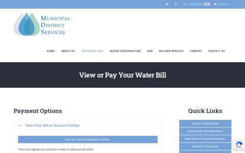 View or Pay Your Water Bill – Municipal District Services