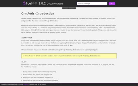 Introduction - OrmAuth - Auth Package - FuelPHP ...