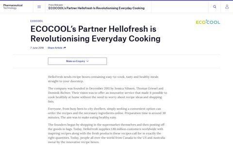 ECOCOOL's Partner Hellofresh is Revolutionising Everyday ...