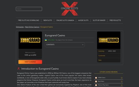 Eurogrand Casino & Latest Bonus Codes | OnlineSlots X