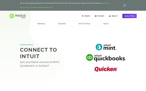 Connect to Intuit | Radius Bank