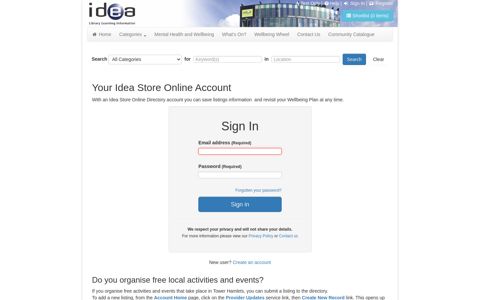 Idea Store Directory | Sign In