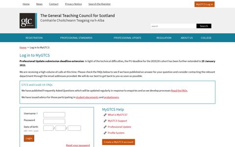 Log in to MyGTCS | General Teaching Council for Scotland
