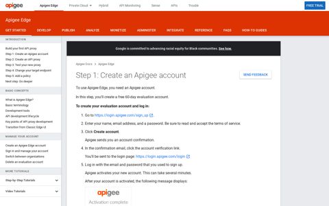 Step 1: Create an Apigee account | Apigee Docs