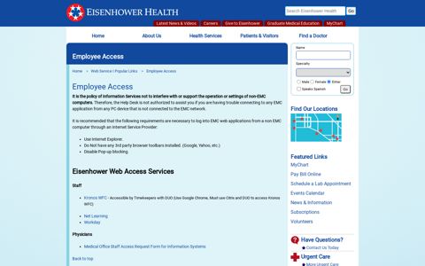 Employee Access - Eisenhower Health
