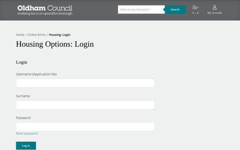 Housing Options: Login - Oldham Council