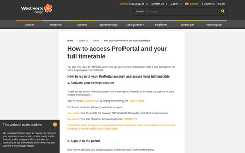 How to access ProPortal and your full timetable - West Herts ...