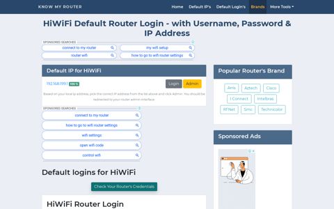 HiWiFi Router Login with Username, Password & IP Address