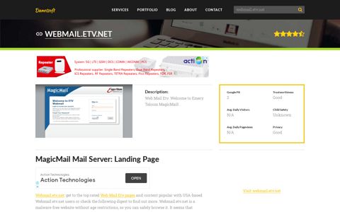 Webmail.etv.net - Website data analysis by Danetsoft.com