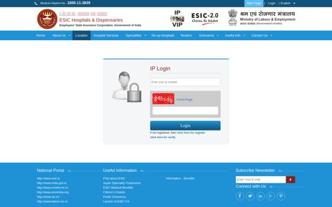 IP Login - ESIC Hospitals & Dispensaries