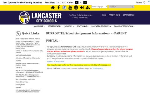 BUS ROUTES/School Assignment Information - - - PARENT ...