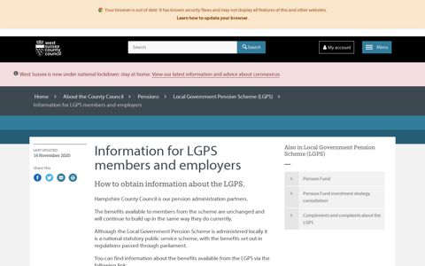 Information for LGPS members and employers - West Sussex ...