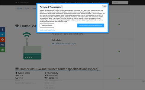 Sagemcom HomeBox HGW4ac Yousee Default Password ...