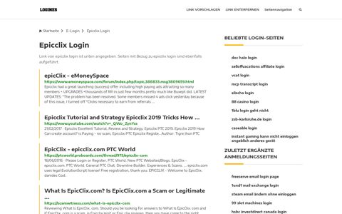 Epicclix Login | Allgemeine Informationen zur Anmeldung