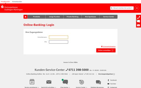 Online-Banking: Login - Kreissparkasse Esslingen-Nürtingen