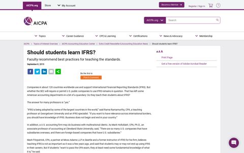 Should students learn IFRS? - aicpa