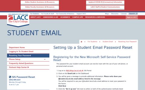 Student Email - Resetting Your Password - Los Angeles City ...