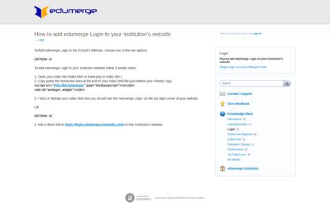 How to add edumerge Login to your Institution's website ...