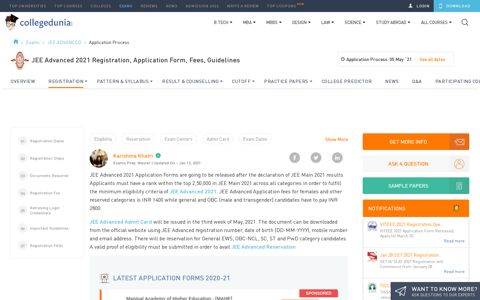 JEE Advanced 2020 Application Form: Register at jeeadv.ac.in