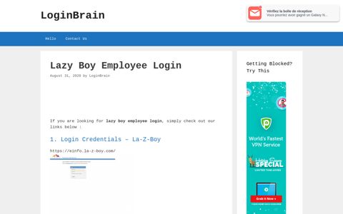 Lazy Boy Employee - Login Credentials - La-Z-Boy - LoginBrain