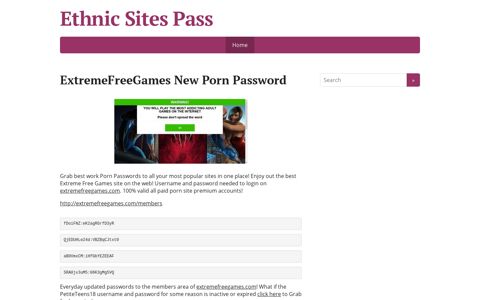 ExtremeFreeGames New Porn Password – Ethnic Sites Pass